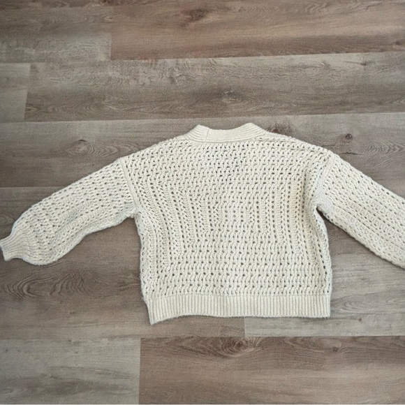 Zara Open Weave Button Front  Balloon Sleeve Cardigan - M - Picture 5 of 10